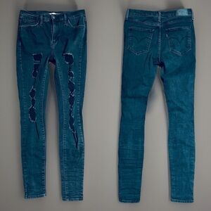 720 high-rise super skinny size 28 Levi’s factory ripped jeans charcoal black